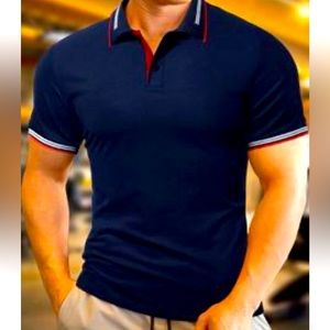 A.Tiziano red white and blue polo short sleeve shirt